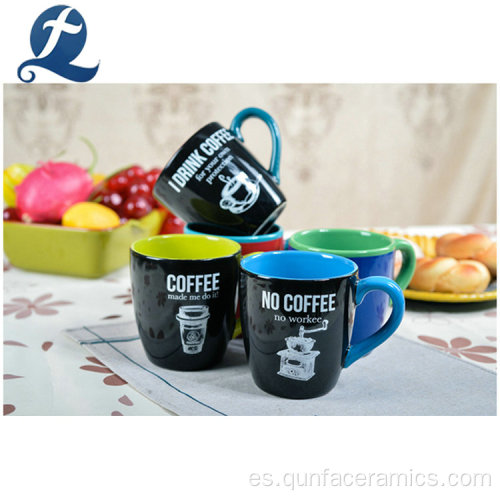 Taza de café de cerámica pintada con logotipo personalizado hecho a mano